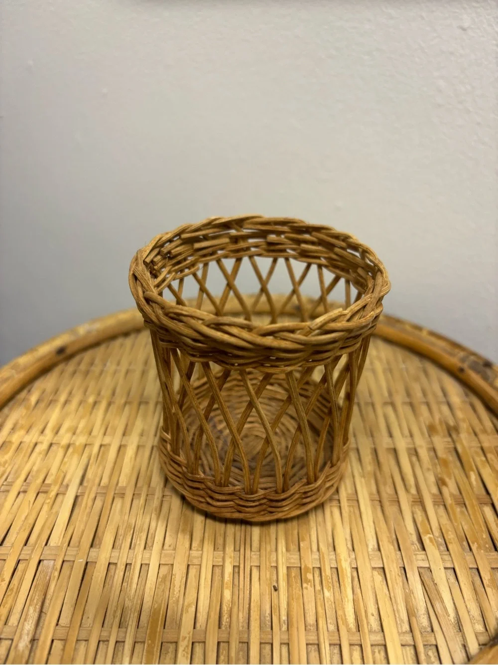 Handwoven Natural Wicker Decorative Basket - Brown